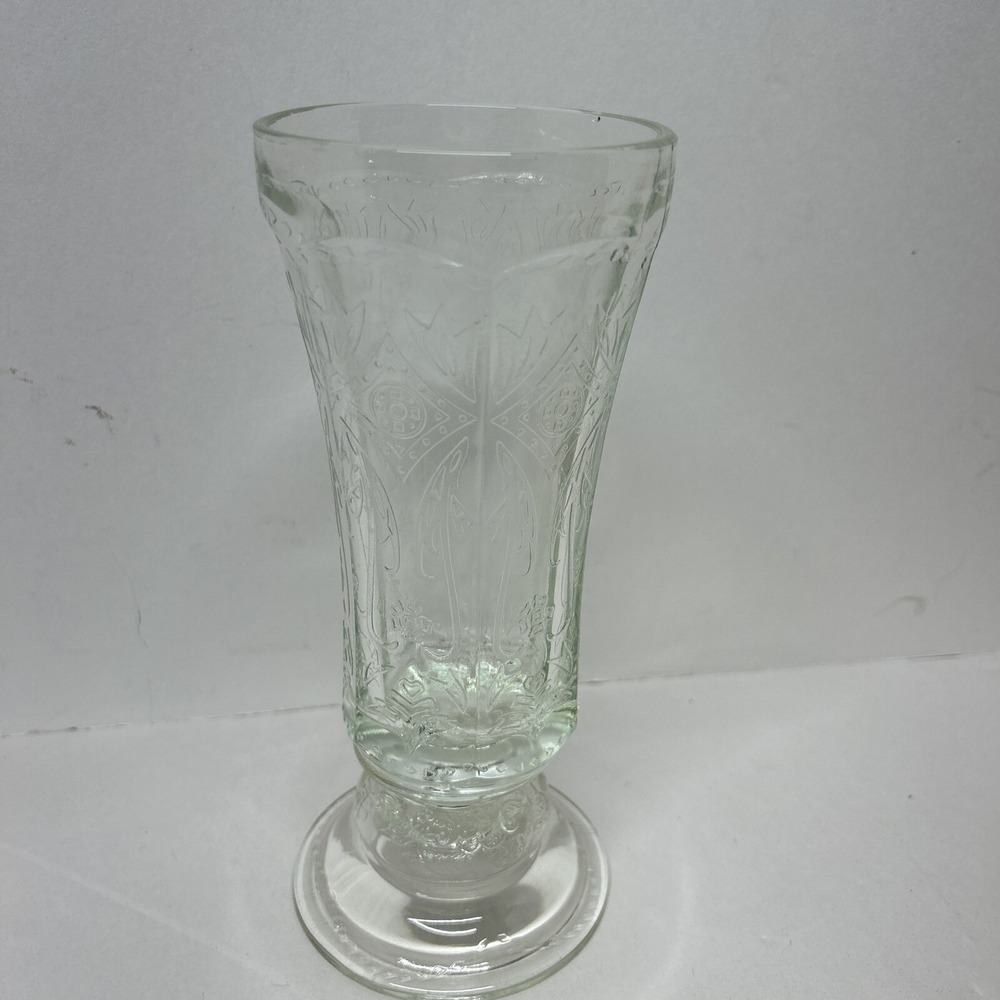 Madrid Depression Glass Vase Very Light Green Tint Pretty Delicate Design 8 1/2"